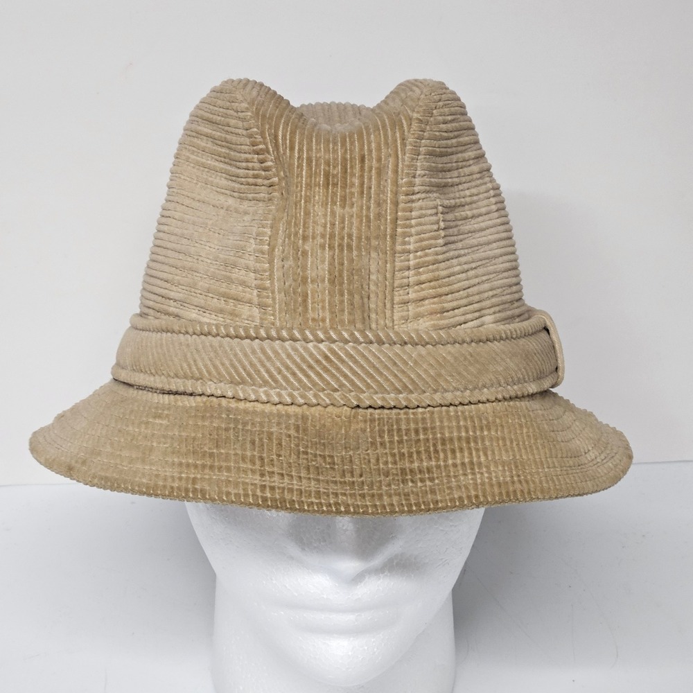 Country Gentleman Vintage Traveler Fedora 7 5/8 Tan Corduroy Made in USA Hat